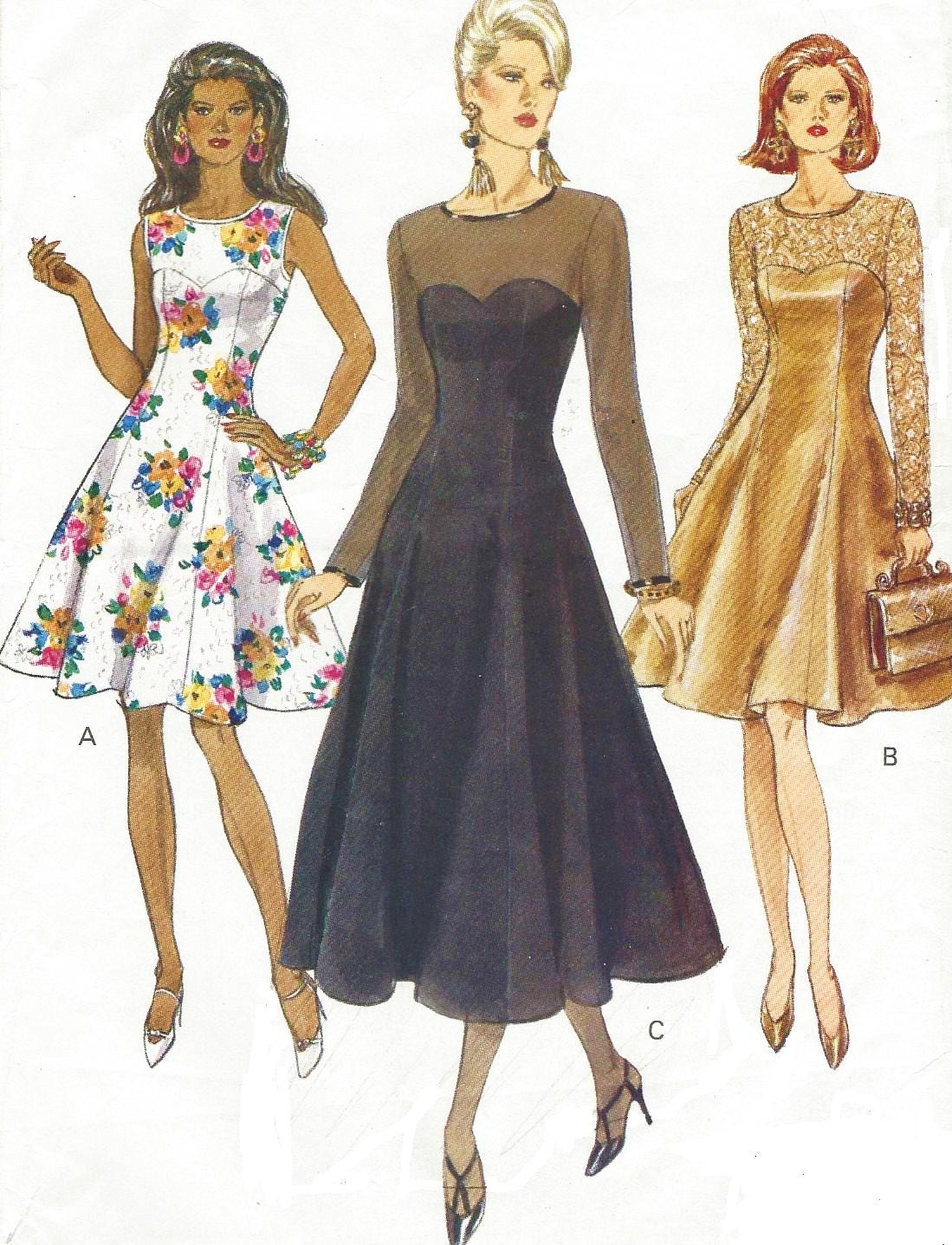 90s Vogue  Sewing Pattern  8544 Womens Cocktail  Dress  by 