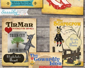 5 Wizard of Oz Posters Signs - INSTANT DOWNLOAD - Printable Party Over the Rainbow, Yellow Brick Road Decorations by Sassaby Parties