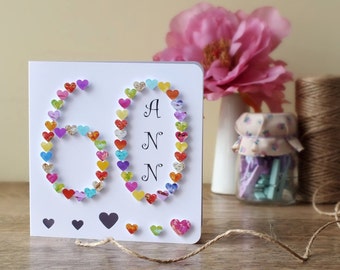 60th Birthday Card - Age 60 Card - 60 Birthday Card - Sixty - Sixtieth Card - Personalised - Handmade - Personalized - Mum - Dad - BHA60