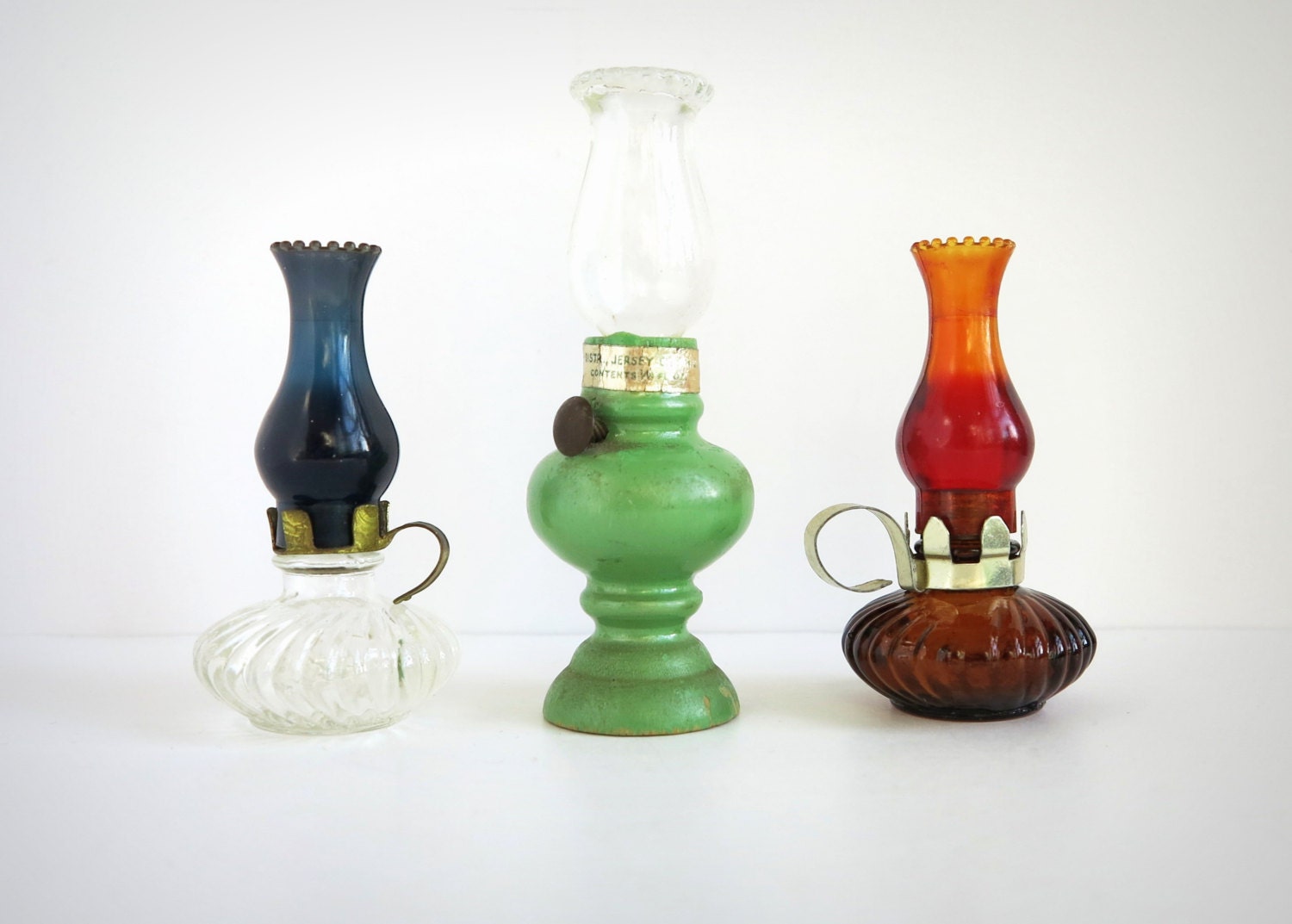 Miniature Perfume Bottles Oil Lamps Tiny Vintage Glass Vials