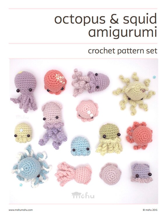 crochet pattern jellyfish crochet  amigurumi squid &  jellyfish pattern octopus, pattern