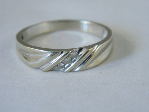 Mens 10k White Gold Wedding Ring  Vintage White Gold and Three ...