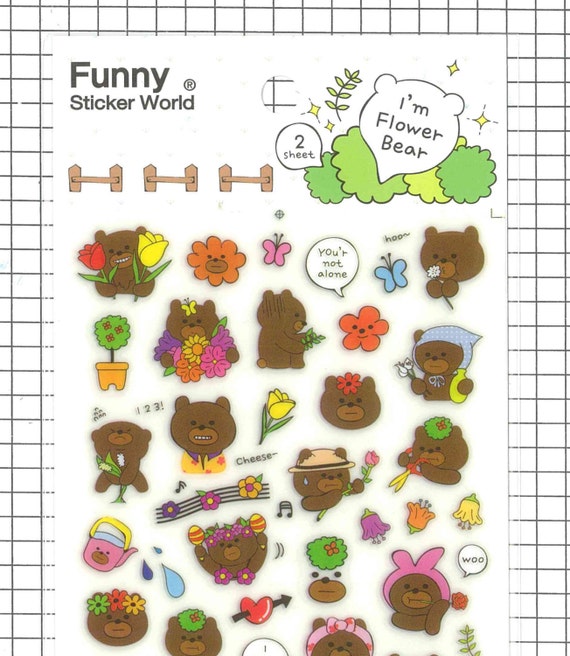 cute bear sticker 1 sheet korean sticker sheet supplies
