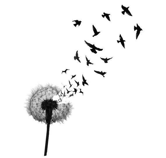 Download Dandelion & Birds Temporary Tattoo. Premium Quality Die Cut