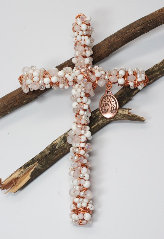 8 Beaded Wall Cross. Made with Crystal Glass by crossesintherocks