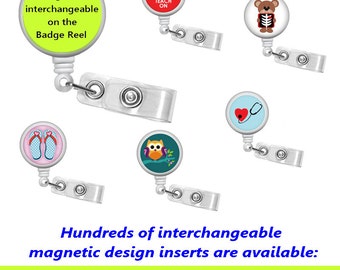 Interchangeable Badge Reel - Fits All Clique 1" Magnetic Design Inserts - Wear Using Lanyard, Spring Or Slide Clip