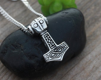 Sterling silver Thors Hammer necklace, Thors hammer pendant with Celtic knot design And Infinity Eternity love sign. Choose chain, R5353