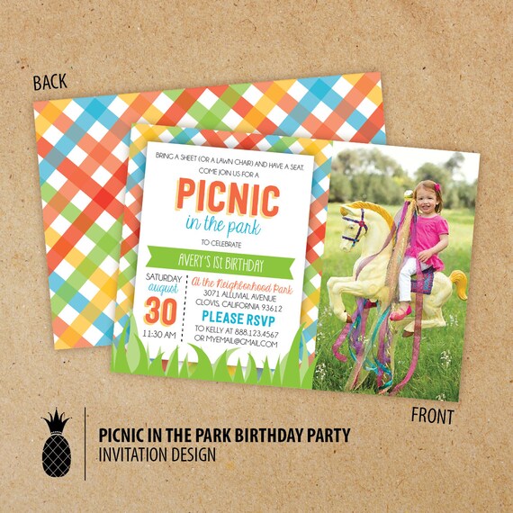 Picnic in the Park Birthday Party invitations