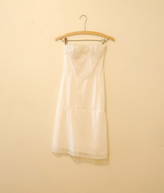 white strapless slip