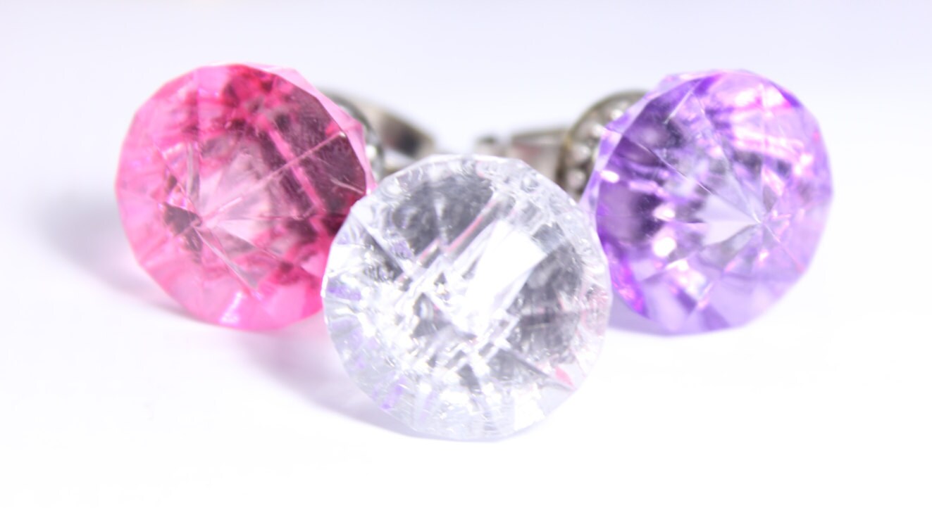 Fake diamond engagement ring plastic rock novelty statement