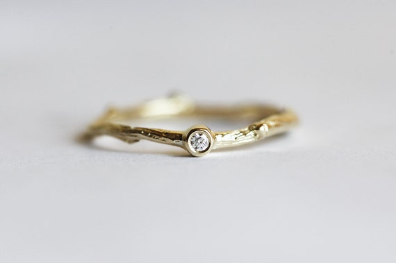 Diamond Branch Ring Twig Ring Solitaire Diamond Ring by MinimalVS