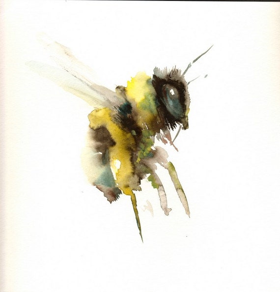 Honey Bee Original watercolor painting 12 X 12 in bee lover