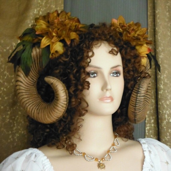 Ram Horns Midsummer Nights Dream Maenad Flower by AnnElyz on Etsy