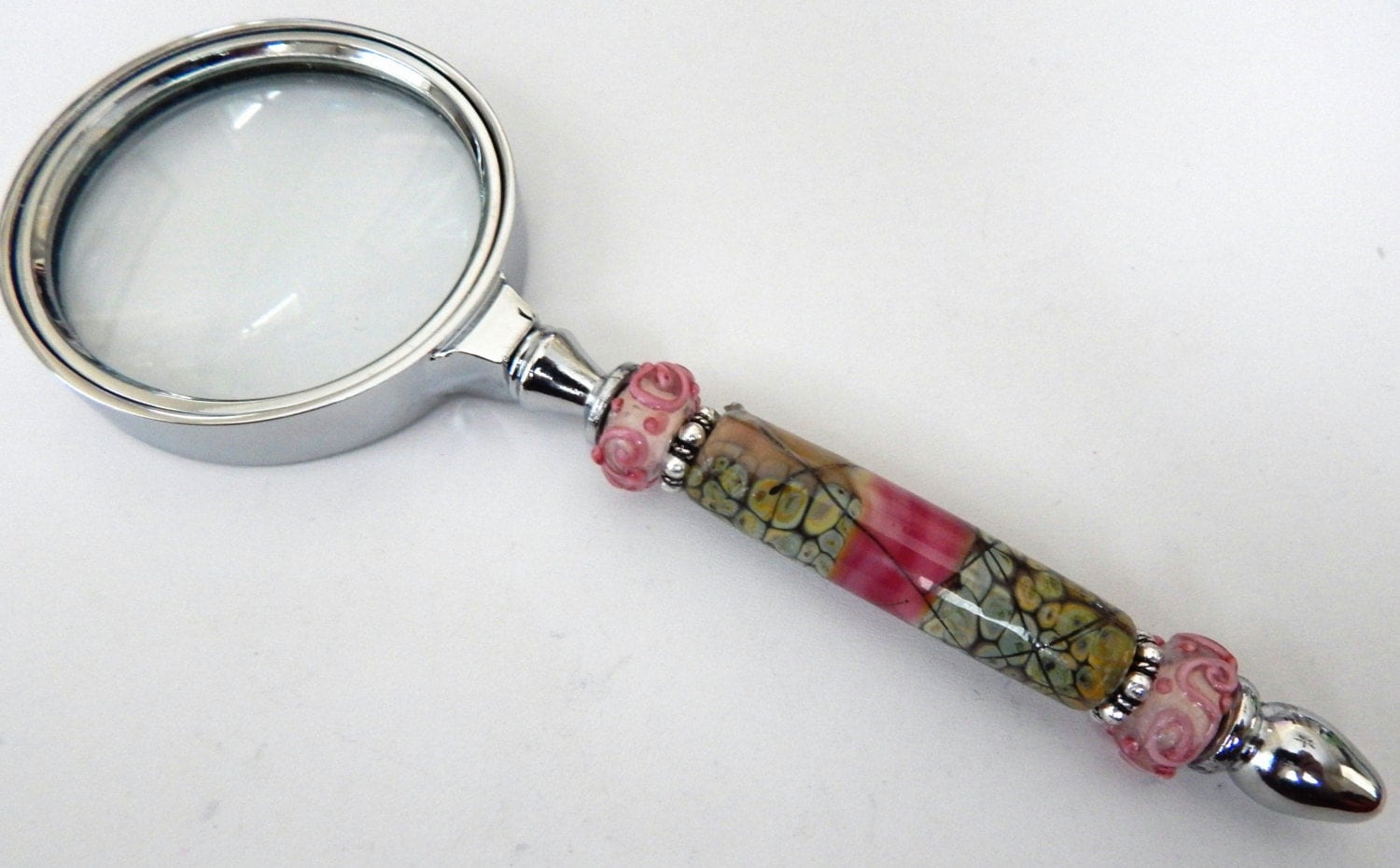 Magnifying Glass with a Beautiful Pink and Green Unique