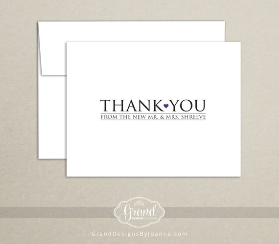 Personalized Wedding Thank You Cards Set of 10 New Mr and