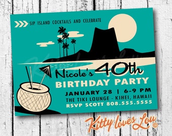 PRINTABLE Hawaii Five-0 50th Birthday Party Invitation Digital