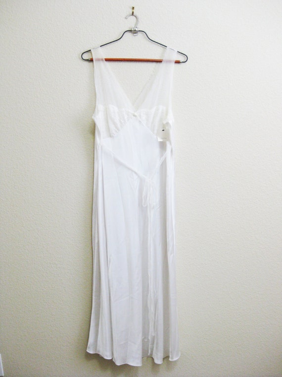 Vera Wang White Satin Nightgown Lace Gauze Tulle XL