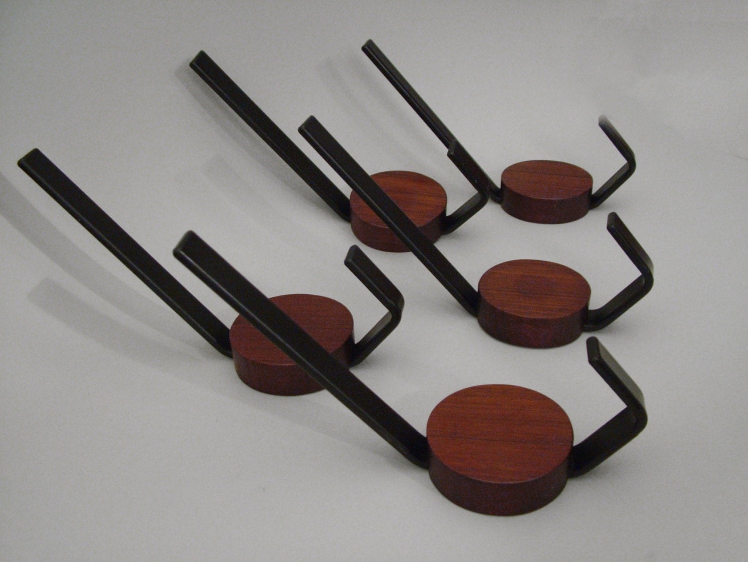 Vintage coat hooks Mid Century Modern teak hook coat hooks teak wooden