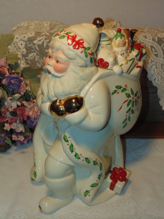 Lenox Santa W Toy Bag Cookie Jar Holiday Santa Collection