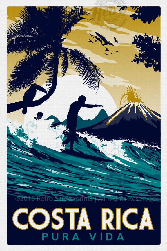 vintage travel poster costa rica