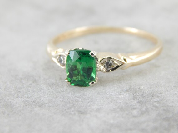 Tsavorite Green Garnet and Diamonds Art Deco Ladies by MSJewelers