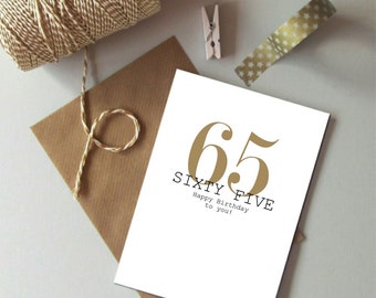 65th Birthday card - Happy 65th Birthday - Sixty five birthday card - Modern age birthday card - Birthday card 65 today