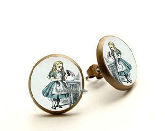 I Love The ALICE IN Wonderland Summer Earrings, Alice in Wonderland Jewelry, Alice stud, Hypoallergenic Earrings