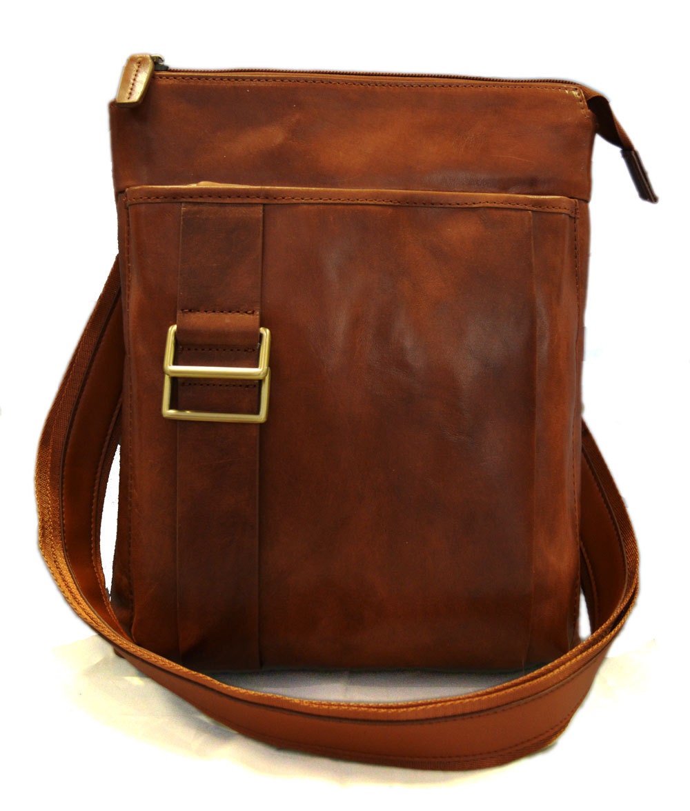 Brown leather shoulder bag mens satchel women messenger