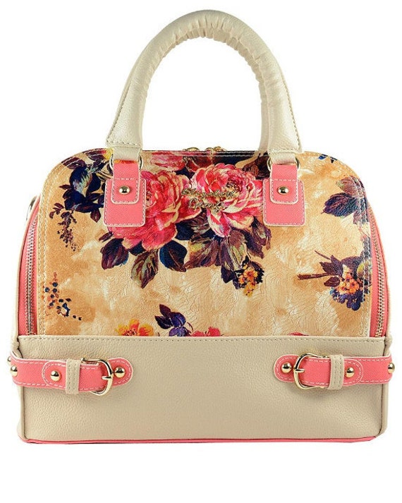 Floral Leather Purse Floral Handbag Women Leather Handbag