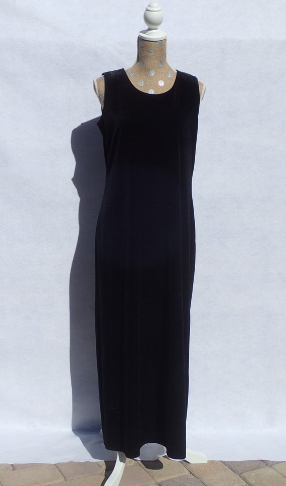 ICE Womens Vintage Black Velvet Long Straight Maxi Dress