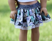 American Girl Doll Clothes -Trendy Navy Floral and Lace SKIRT for 18 Inch Dolls