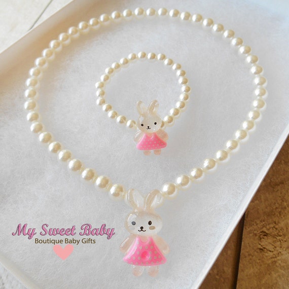 Baby Girl Necklace pendant and Bracelet set by MySweetBabyEtsy