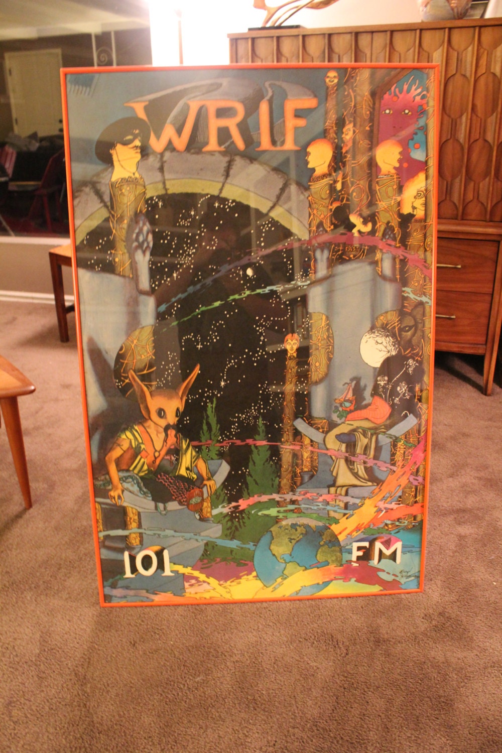 RESERVED Epic framed psychedelic poster for Detroit's WRIF