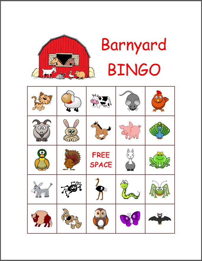 100 Barnyard Animal Themed Picture Bingo Cards by JovinCreations