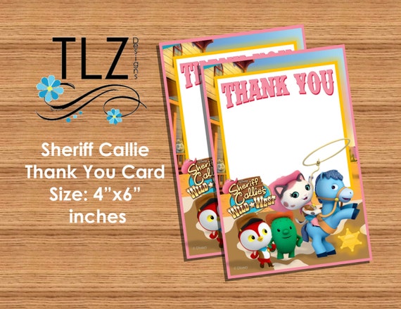 Sheriff Callie Thank You Card Printable Digital by TLZDesigns