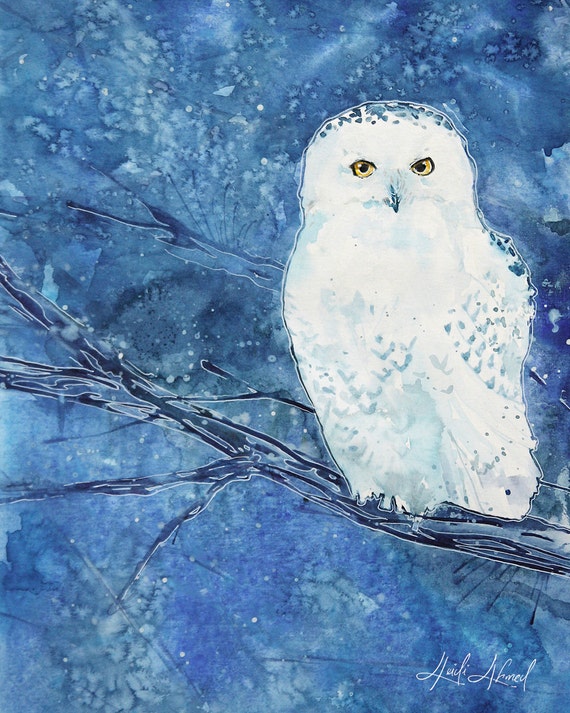 Snowy Owl Original Watercolor Painting