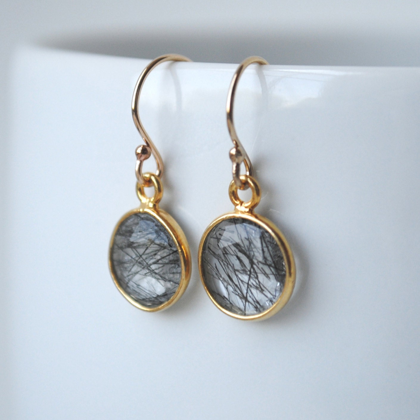 Tourmalinated Quartz Earrings Black Rutilated Quartz