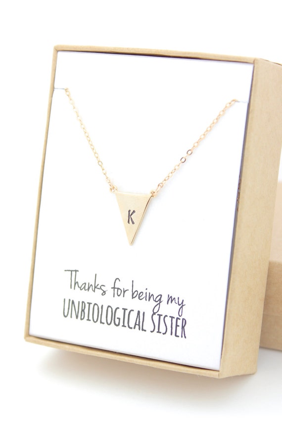 gold triangle letter necklace 