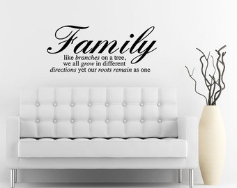 Items similar to family quote wall art decal vinyl wall saying tattoo ...