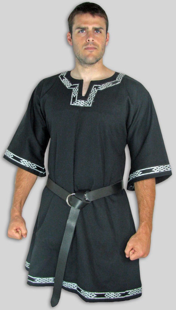 Black T-Tunic with Celtic Knot trim Perfect for SCA LARP