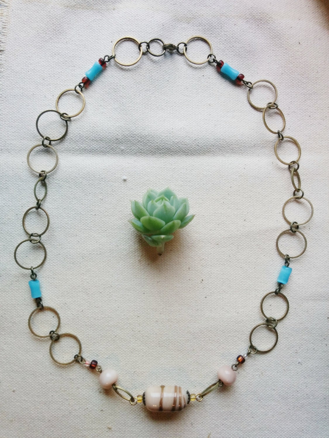 Oasis Necklace Desert Born Gold peach blue bronze and by AgAuCu