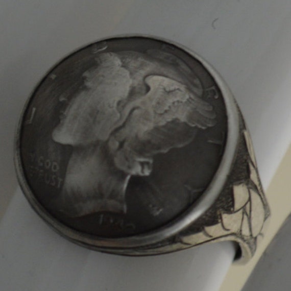Mercury Head Dime Ring Containing a Genuine by VillageGoldsmith