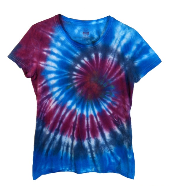 Tie Dye Shirt Purple and Blue Spiral Psychedelic Hippie