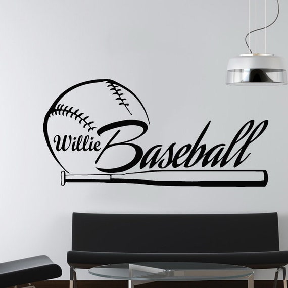 Wall Decal Name Personalized Custom Decals Baseball Bat Vinyl