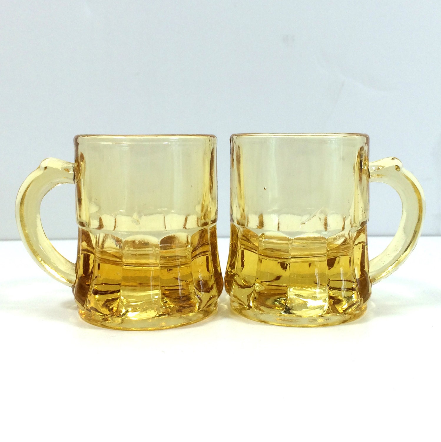 Vintage Amber Mug Shot Glasses by Federal Glass 2 High