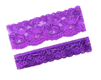 1 Wedding Garter - 2 1/4 inch "Purple" Lace, Beautiful premade lace Wedding Garter, Prom Garter, Garter Wedding, Toss Garter, Garter