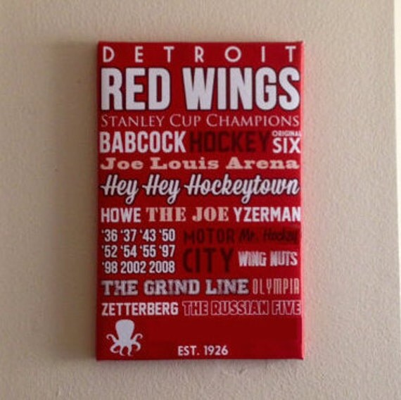 Detroit Red Wings Art Canvas or Poster Christmas by SarasPrints