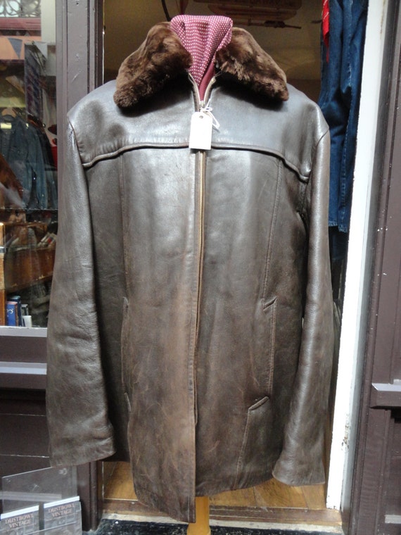 brown leather zip up jacket
