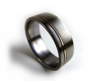 Guitar String Ring, Guitar String Jewelry, Guitar String Inlay, Ring for Men, Ring for Women, Titanium Band, Titanium Ring, Music Jewelry