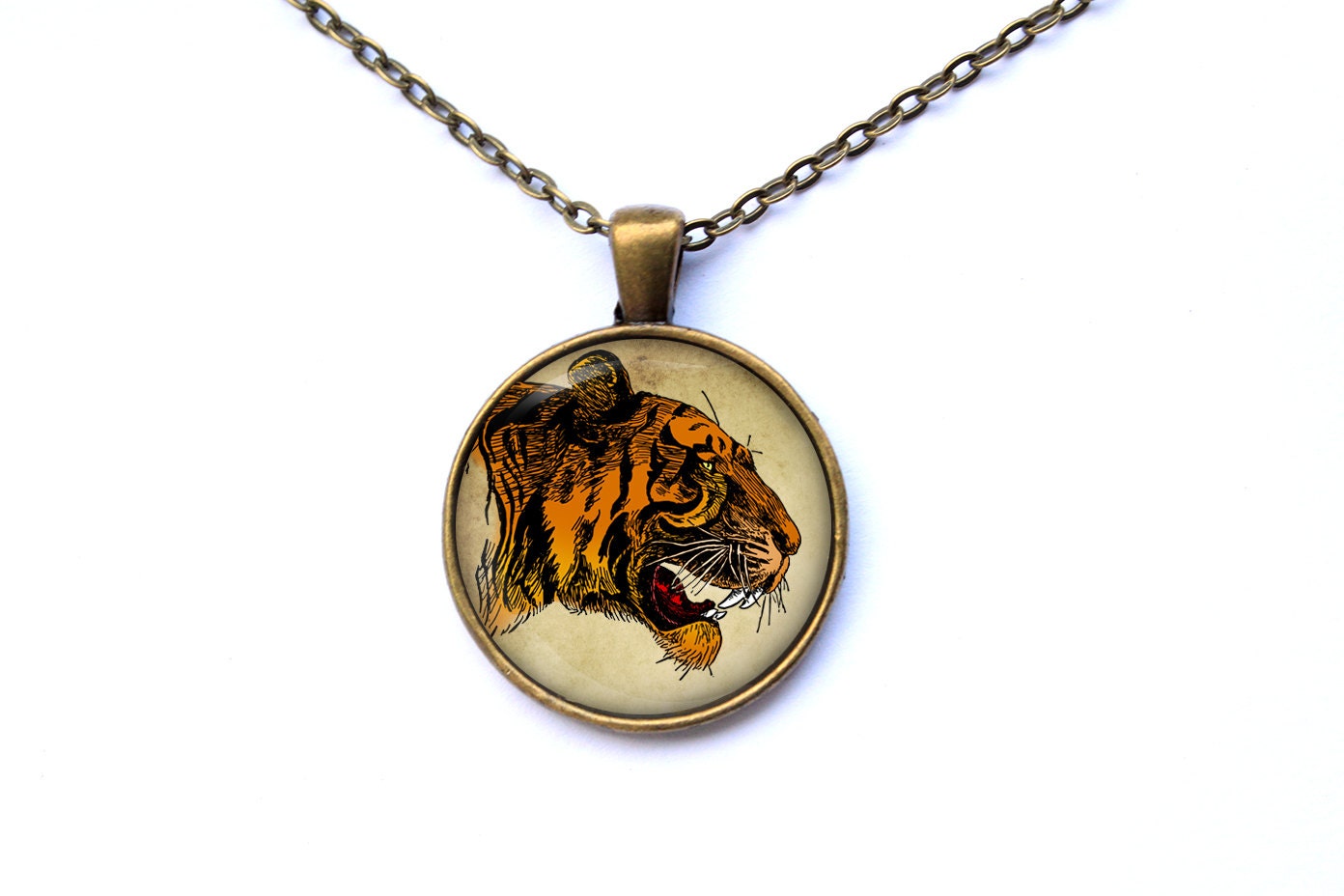 Tiger pendant Art jewelry Animal necklace CWAO52